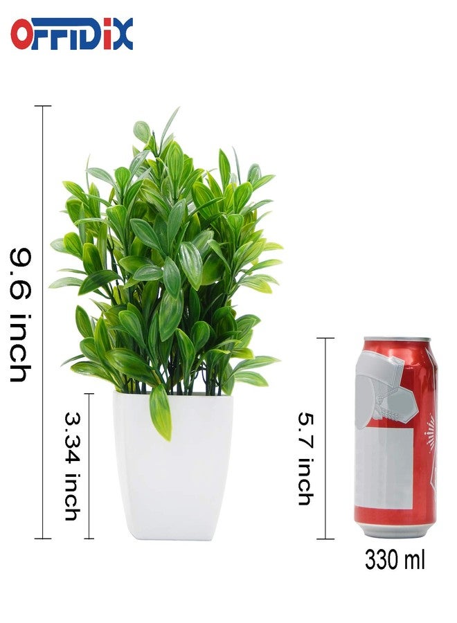 OFFIDIX Artificial Eucalyptus Plants with White Square Vase Small Artificial Tree for Office Desktop Decor Fake Plants for Home and Office Indoor Decorations - Image 2
