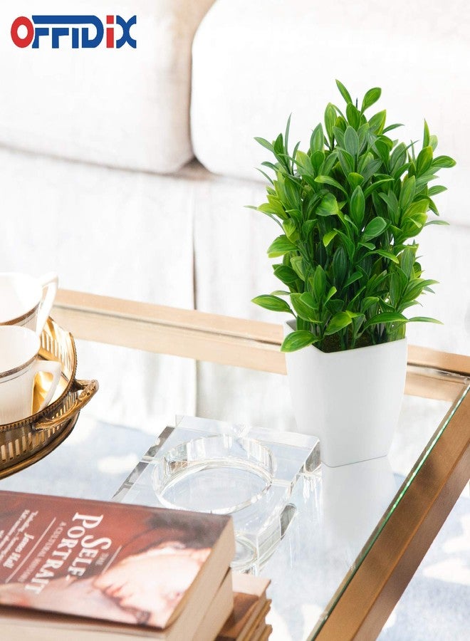 OFFIDIX Artificial Eucalyptus Plants with White Square Vase Small Artificial Tree for Office Desktop Decor Fake Plants for Home and Office Indoor Decorations - Image 3