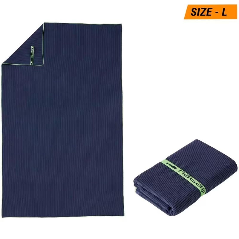 DECATHLON Microfibre Striped Towel Size L 80 x 130 cm for Swimmers and Athletes (Dark Blue) - Image 5