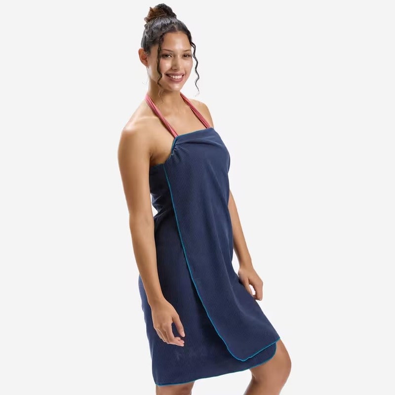 DECATHLON Microfibre Striped Towel Size L 80 x 130 cm for Swimmers and Athletes (Dark Blue) - Image 4