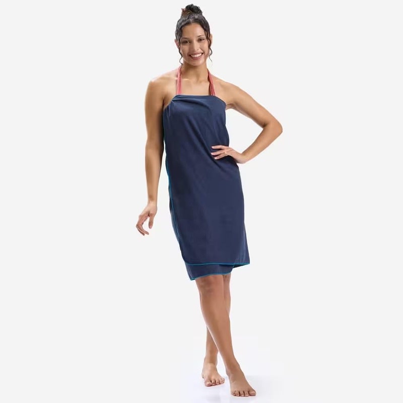 DECATHLON Microfibre Striped Towel Size L 80 x 130 cm for Swimmers and Athletes (Dark Blue) - Image 3