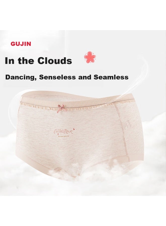 Gujin Women's 3-pack Cotton Underwear, 10a Grade Antibacterial Mid-waist Seamless Cotton Boyshorts - Image 3