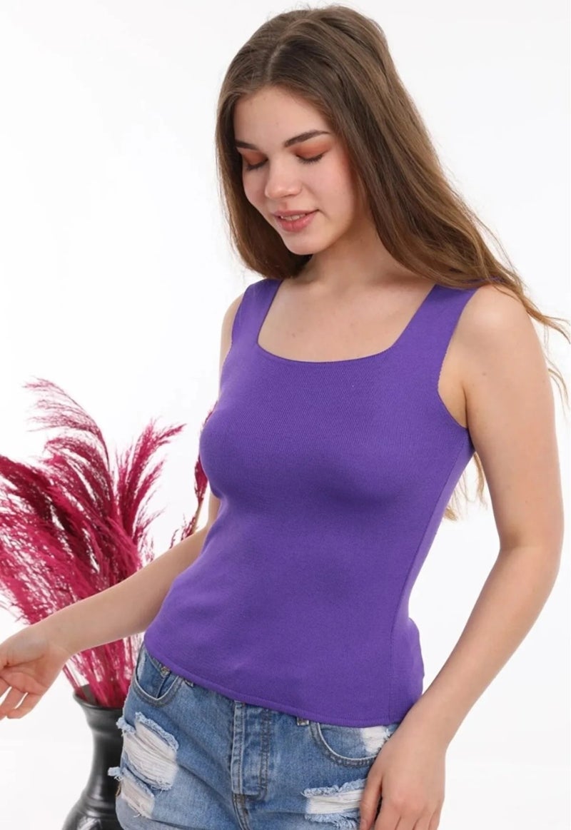 Işılda Fashion Women's Square Neck Knitted Blouse  - Image 1