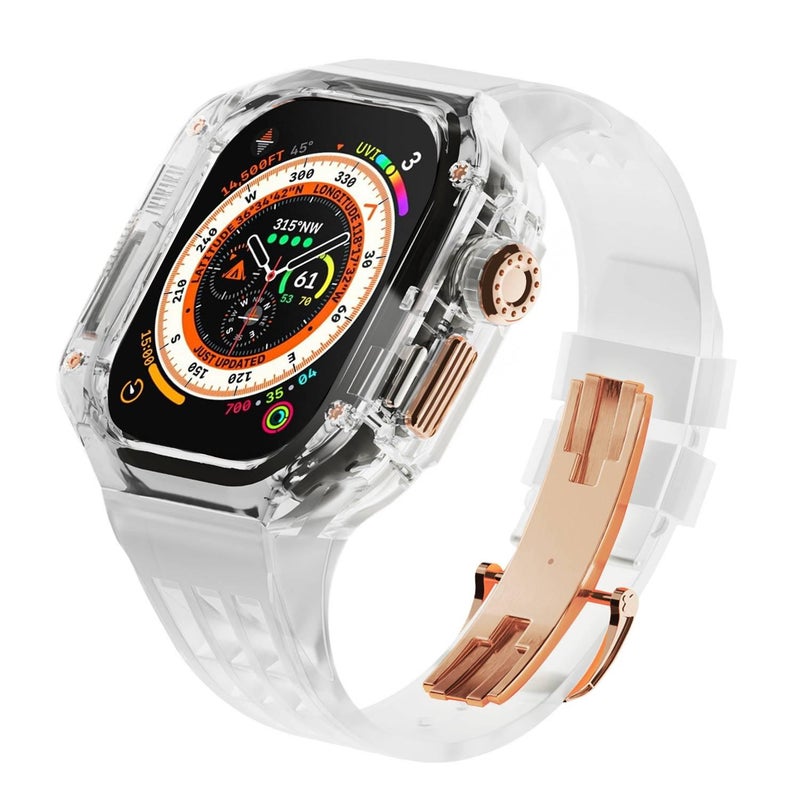 سوار ساعة ذكية باللون شفاف قابل للتعديل سوار رياضي من السيليكون متوافق مع Apple Watch 42/44/45/49mm بملاءمة قابلة للتعديل وحزام بديل - Image 1