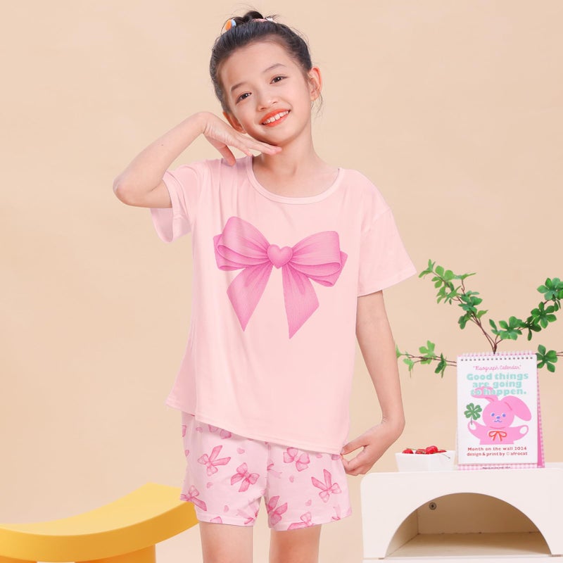 ICOSY Girls Pajamas Set for Kids Pajamas 2 PCS Short Sleeve Top and Shorts Pants for Toddler Girls Clothes Size 8-14 - Image 3