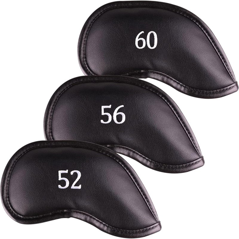 All Teed Up Premium Magnetic Leather Iron and Wedge Golf Club Head Covers | Set of 10 | Fits Most Clubs | Embroidered Club Label on Both Sides of Club Head Cover - Image 1