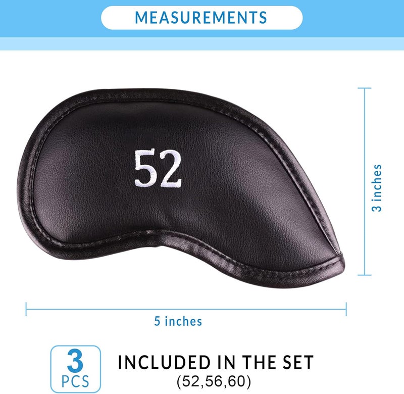 All Teed Up Premium Magnetic Leather Iron and Wedge Golf Club Head Covers | Set of 10 | Fits Most Clubs | Embroidered Club Label on Both Sides of Club Head Cover - Image 4