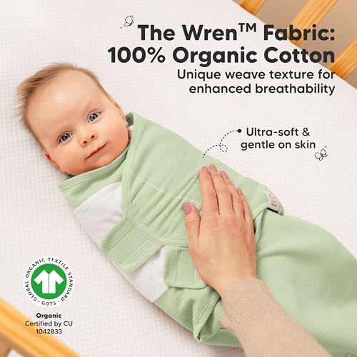 KeaBabies 3-Pack Organic Swaddles for Newborns, Baby Sleep Sacks 0-3 Months - Baby Swaddle Wrap, Newborn Wearable Blanket, Infant Sleep Sack for Girls, Boys, Soft & Snug, Large Hook & Loop Closure (Ripple) - Image 2