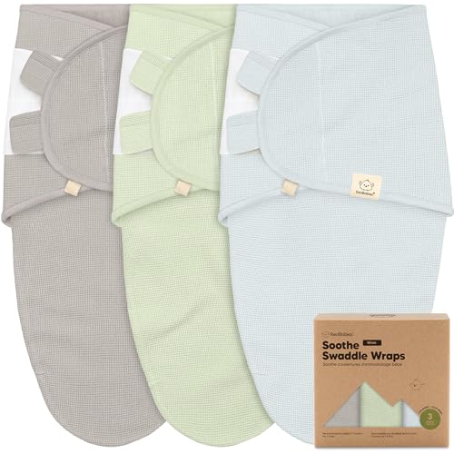 KeaBabies 3-Pack Organic Swaddles for Newborns, Baby Sleep Sacks 0-3 Months - Baby Swaddle Wrap, Newborn Wearable Blanket, Infant Sleep Sack for Girls, Boys, Soft & Snug, Large Hook & Loop Closure (Ripple) - Image 1