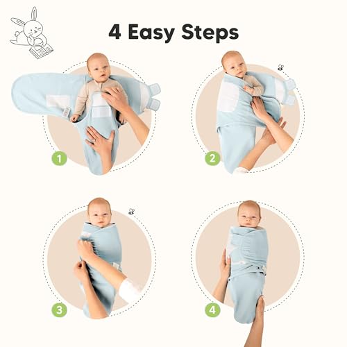 KeaBabies 3-Pack Organic Swaddles for Newborns, Baby Sleep Sacks 0-3 Months - Baby Swaddle Wrap, Newborn Wearable Blanket, Infant Sleep Sack for Girls, Boys, Soft & Snug, Large Hook & Loop Closure (Ripple) - Image 4