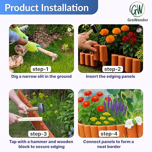 GroWonder Garden Border Fencing Pack of 4 – PVC Lawn Edging, Weather-Resistant Flexible Fencing, Easy to Attach & Detach – White - Image 4