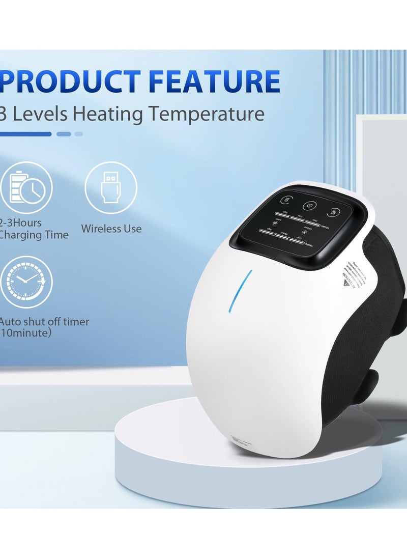 Cordless Knee Massager, FDA Registered, Infrared Heat and Vibration Knee Pain Relief for Swelling Stiff Joints, Stretched Ligament and Muscles Injuries, August 2022 Longer Knee Straps