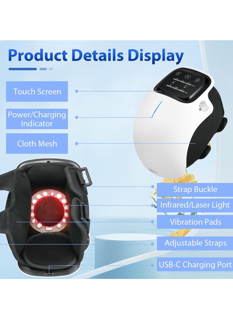 Cordless Knee Massager, FDA Registered, Infrared Heat and Vibration Knee Pain Relief for Swelling Stiff Joints, Stretched Ligament and Muscles Injuries, August 2022 Longer Knee Straps