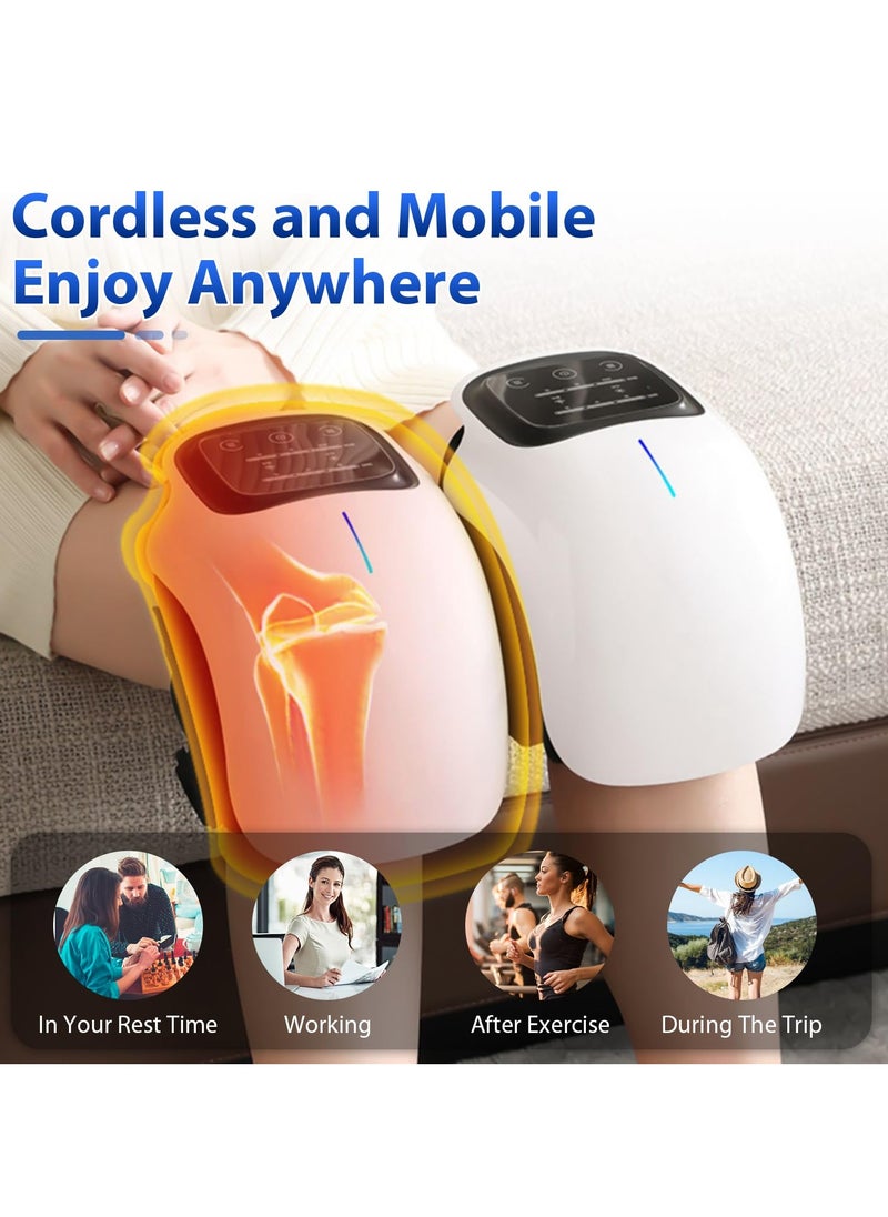 Cordless Knee Massager, FDA Registered, Infrared Heat and Vibration Knee Pain Relief for Swelling Stiff Joints, Stretched Ligament and Muscles Injuries, August 2022 Longer Knee Straps