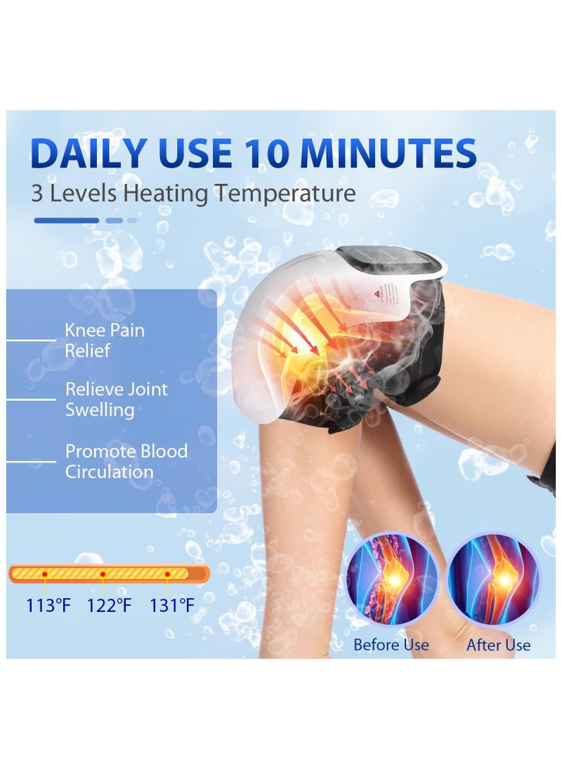 Cordless Knee Massager, FDA Registered, Infrared Heat and Vibration Knee Pain Relief for Swelling Stiff Joints, Stretched Ligament and Muscles Injuries, August 2022 Longer Knee Straps