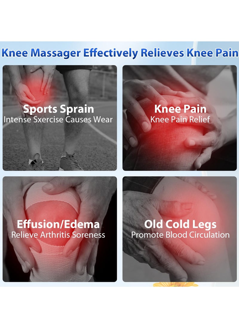 Cordless Knee Massager, FDA Registered, Infrared Heat and Vibration Knee Pain Relief for Swelling Stiff Joints, Stretched Ligament and Muscles Injuries, August 2022 Longer Knee Straps
