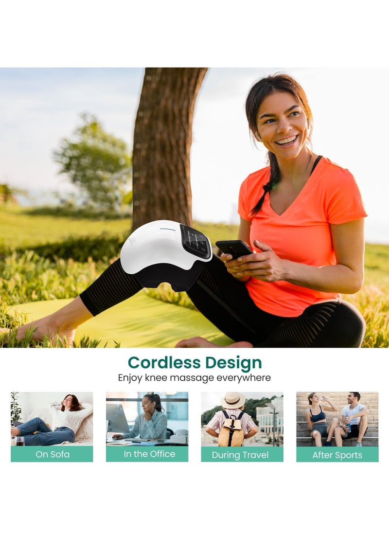 Cordless Knee Massager, FDA Registered, Infrared Heat and Vibration Knee Pain Relief for Swelling Stiff Joints, Stretched Ligament and Muscles Injuries, August 2022 Longer Knee Straps