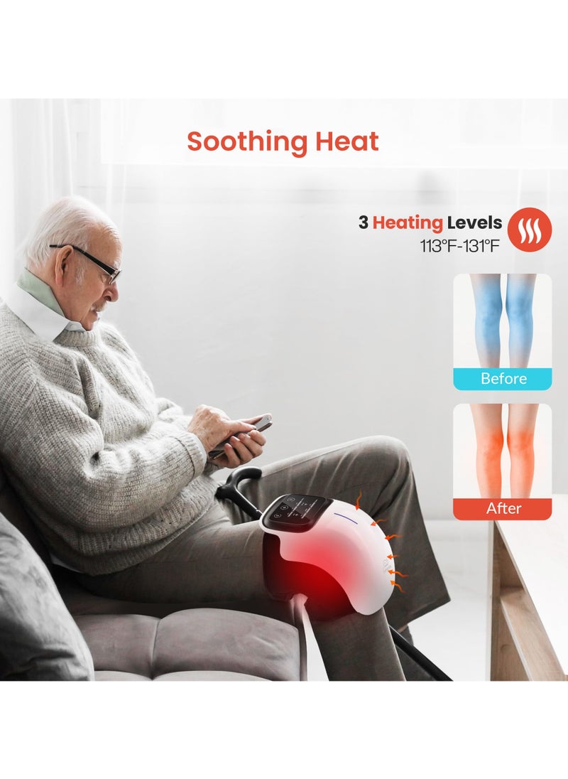Cordless Knee Massager, FDA Registered, Infrared Heat and Vibration Knee Pain Relief for Swelling Stiff Joints, Stretched Ligament and Muscles Injuries, August 2022 Longer Knee Straps