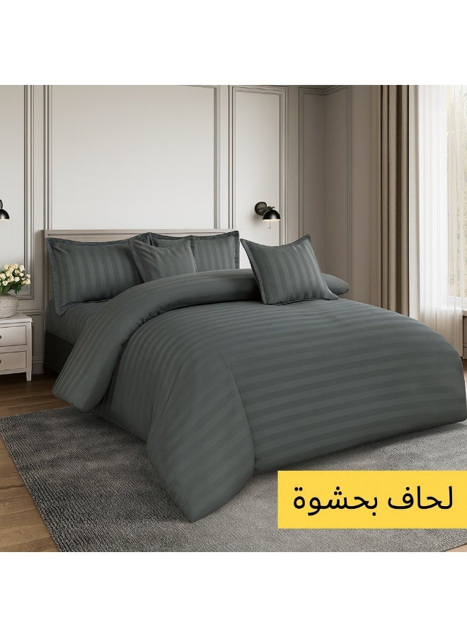 مينج لي مفرش فندقي مفرد 5 قطع من مايكروفايبر مع حشوة قابلة للإزالة – تصميم خطوط أنيق يناسب سرير بحجم 120×200 سم - Image 1