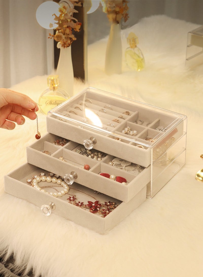 Beirui Multi-functional jewellery box, jewellery storage box, acrylic jewellery storage box, earring, bracelet, necklace storage box, earring jewellery box for jewellery storage and displaying lady gifts  - Image 1