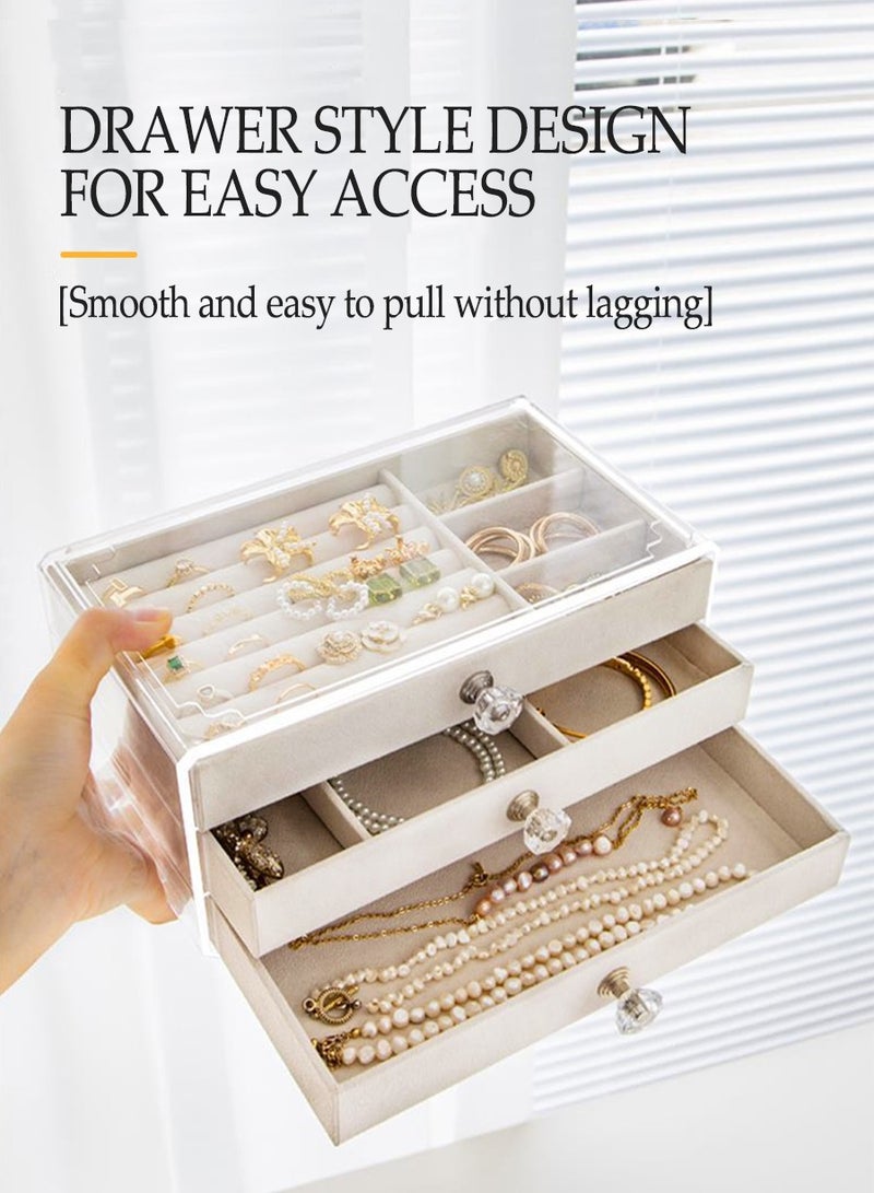 Beirui Multi-functional jewellery box, jewellery storage box, acrylic jewellery storage box, earring, bracelet, necklace storage box, earring jewellery box for jewellery storage and displaying lady gifts  - Image 2