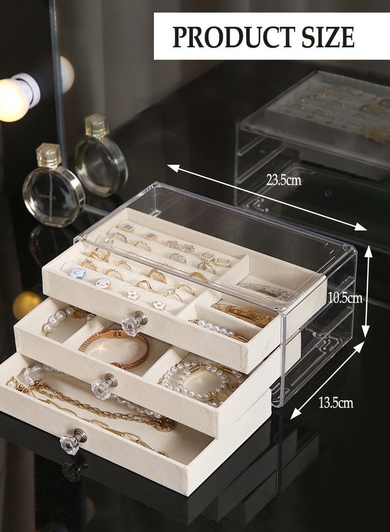 Beirui Multi-functional jewellery box, jewellery storage box, acrylic jewellery storage box, earring, bracelet, necklace storage box, earring jewellery box for jewellery storage and displaying lady gifts  - Image 3