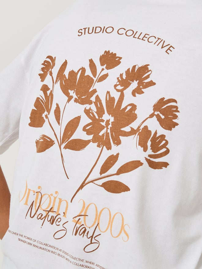 Styli Back Botanical Graphic Print Oversized T-Shirt - Image 3