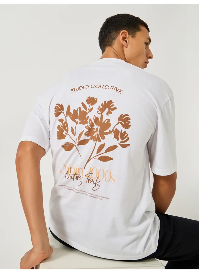 ستايلي Styli Back Botanical Graphic Print Oversized T-Shirt
