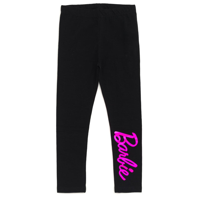 Barbie Little Girls Metallic Print Peplum T-Shirt and Pants Black/Pink Foil 7-8 - Image 5