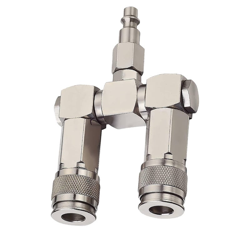 C CLINK 2-Way Air Hose Splitter Fittings,High Pressure Resistance Air Hose Connector, 360 Degree Swivel Design,Air Compressor Accessories Fittings - Image 1