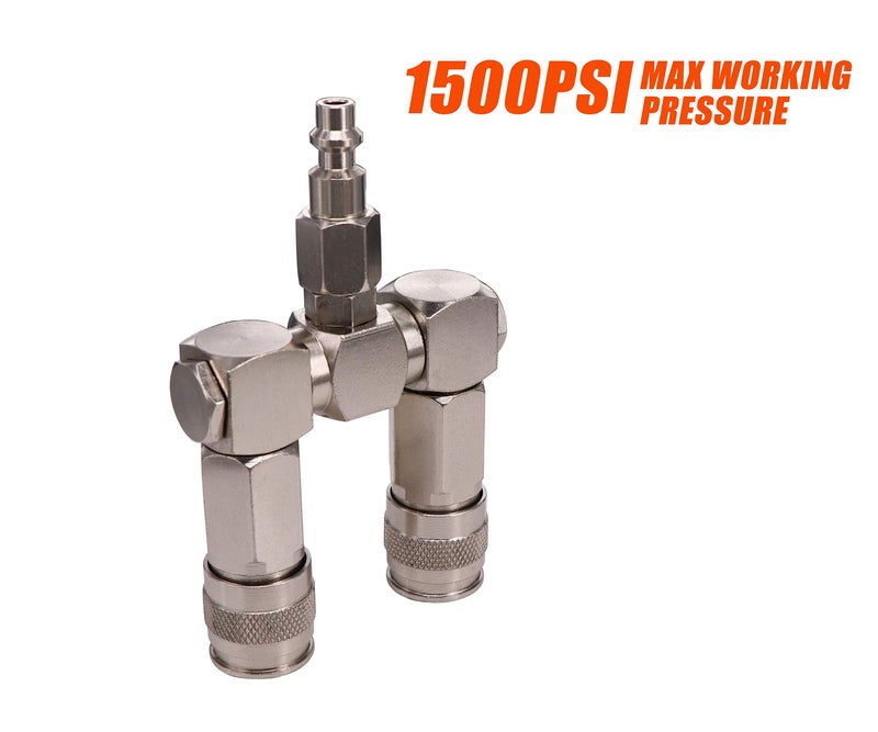 C CLINK 2-Way Air Hose Splitter Fittings,High Pressure Resistance Air Hose Connector, 360 Degree Swivel Design,Air Compressor Accessories Fittings - Image 2
