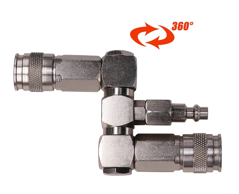 C CLINK 2-Way Air Hose Splitter Fittings,High Pressure Resistance Air Hose Connector, 360 Degree Swivel Design,Air Compressor Accessories Fittings - Image 3