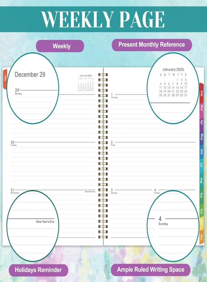 Artfan 2025-2026 Planner - Academic Planner 2025-2026, 9" x 11", Jul.2025 - Jun.2026, 2026 Academic Calendar Weekly and Monthly with Tabs & Pocket, Flexible Cover, Twin-Wire Binding- Oil Painting - Image 5
