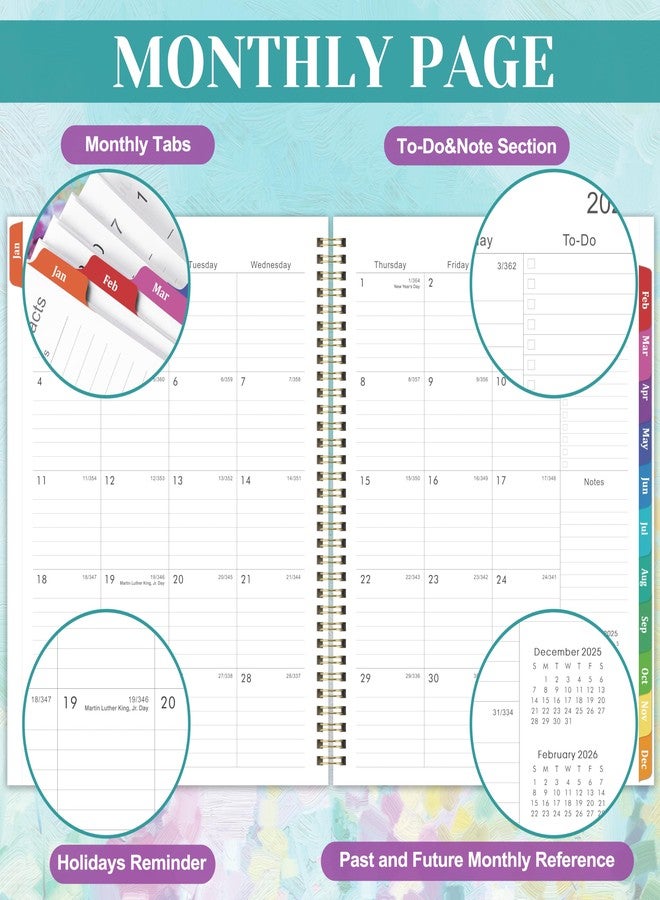 Artfan 2025-2026 Planner - Academic Planner 2025-2026, 9" x 11", Jul.2025 - Jun.2026, 2026 Academic Calendar Weekly and Monthly with Tabs & Pocket, Flexible Cover, Twin-Wire Binding- Oil Painting - Image 4