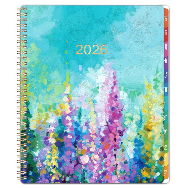 Artfan 2025-2026 Planner - Academic Planner 2025-2026, 9" x 11", Jul.2025 - Jun.2026, 2026 Academic Calendar Weekly and Monthly with Tabs & Pocket, Flexible Cover, Twin-Wire Binding- Oil Painting - Image 1