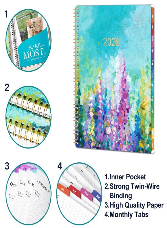 Artfan 2025-2026 Planner - Academic Planner 2025-2026, 9" x 11", Jul.2025 - Jun.2026, 2026 Academic Calendar Weekly and Monthly with Tabs & Pocket, Flexible Cover, Twin-Wire Binding- Oil Painting - Image 3