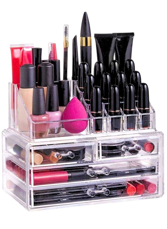 Generic Acrylic Multi-Drawer Makeup and Jewelry Organizer Stylish and Modern Design for Organizing and Storing Acrylic Jewelry, Cosmetics, and Lipsticks - Clear  - Image 1
