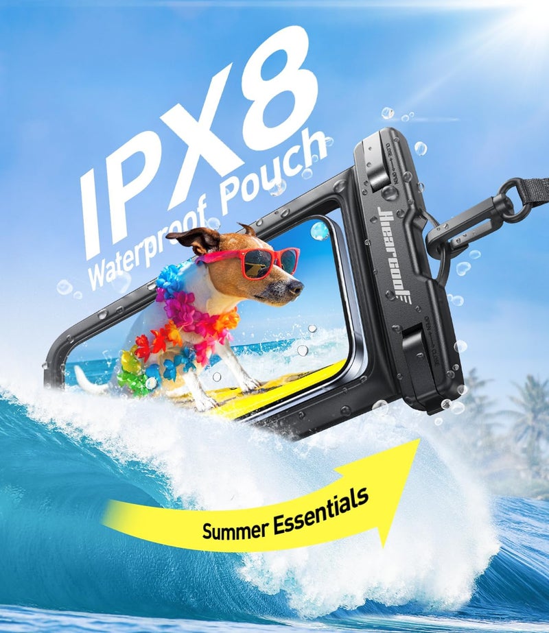 Hiearcool Waterproof Phone Pouch, Universal Case Compatible for iPhone 17 16 15 14 13 Pro Max Plus Up to 8.3", IPX8 Beach Travel Essentials-Black-2 Pack - Image 2