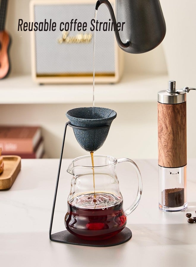 Baalaka Pour Over Coffee Dripper Set, Reusable Ceramics Coffee Filter, Paperless Single Cup Coffee Maker with Non-Slip Stand, Drip Coffee Maker with Metal Coffee Filter Holder - Image 2