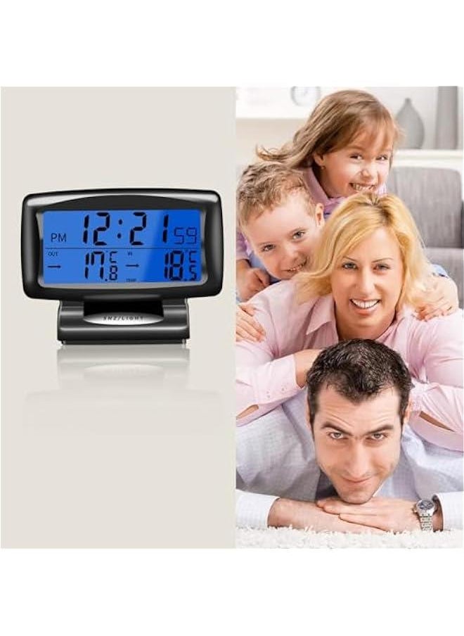 Generic - Car Clocks and Temperature, with Blue Backlight, Car Dashboard Digital Clock, Vehicle Clock, with LCD Time Day Display, 12H 24H Switching, for Dashboard Car Mini Clock - Image 1