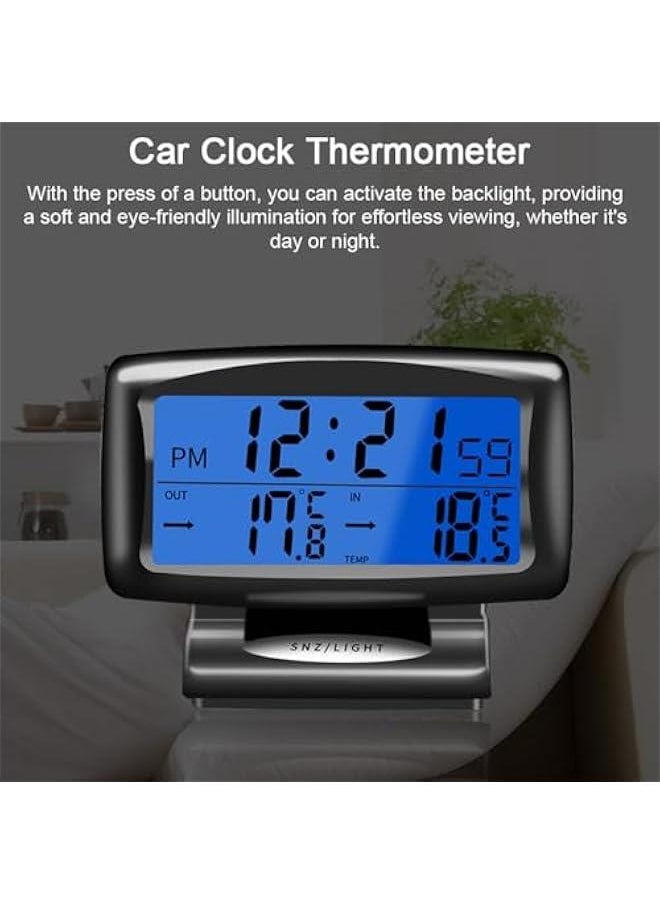 Generic - Car Clocks and Temperature, with Blue Backlight, Car Dashboard Digital Clock, Vehicle Clock, with LCD Time Day Display, 12H 24H Switching, for Dashboard Car Mini Clock - Image 1