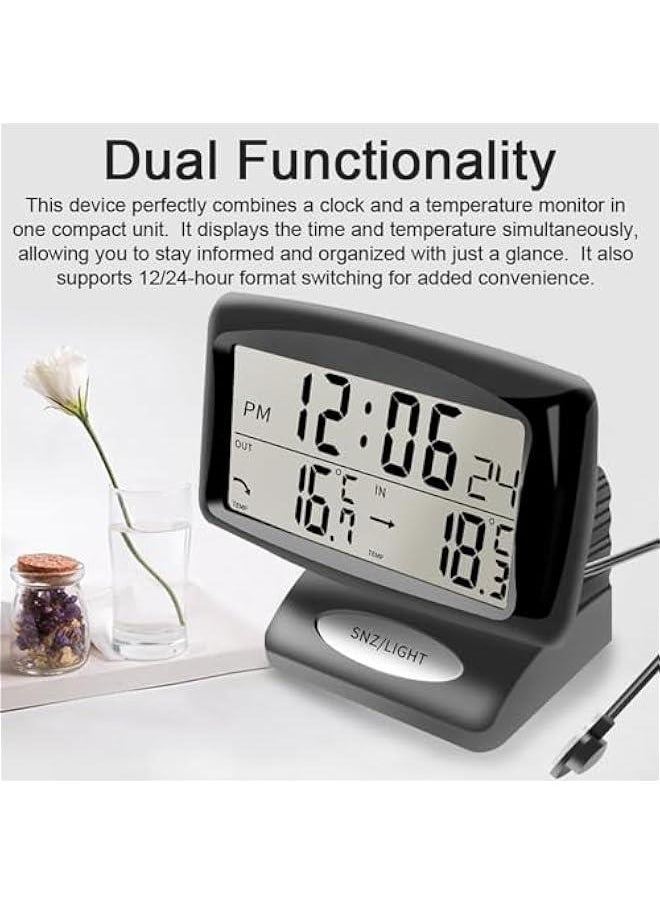 Generic - Car Clocks and Temperature, with Blue Backlight, Car Dashboard Digital Clock, Vehicle Clock, with LCD Time Day Display, 12H 24H Switching, for Dashboard Car Mini Clock - Image 1