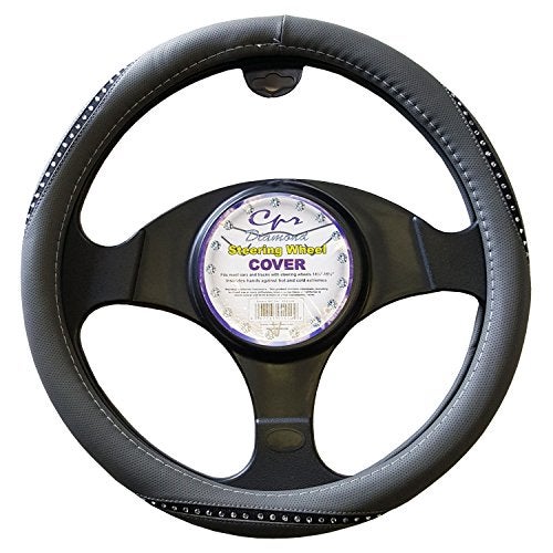 PRC Embedded Crystal Accent Steering Wheel Cover - Gray - Image 1