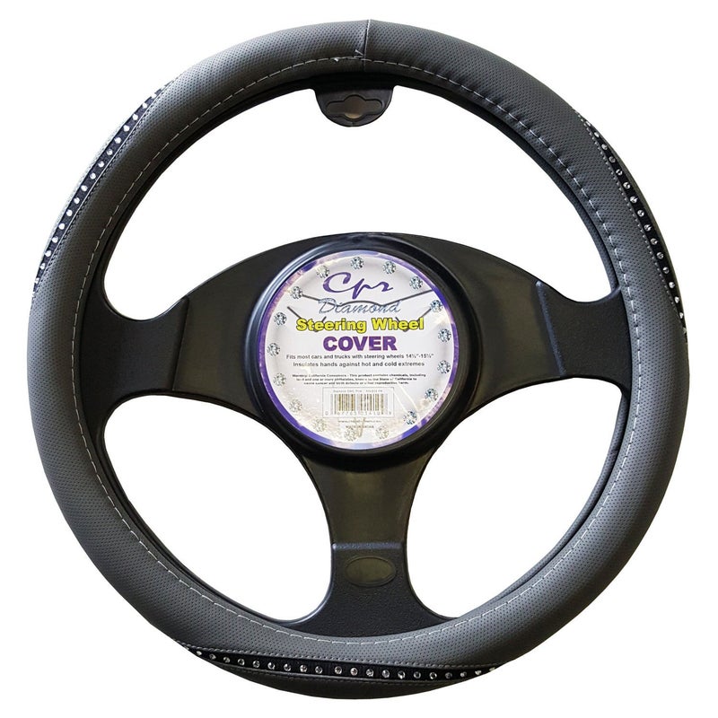 PRC Embedded Crystal Accent Steering Wheel Cover - Gray - Image 3