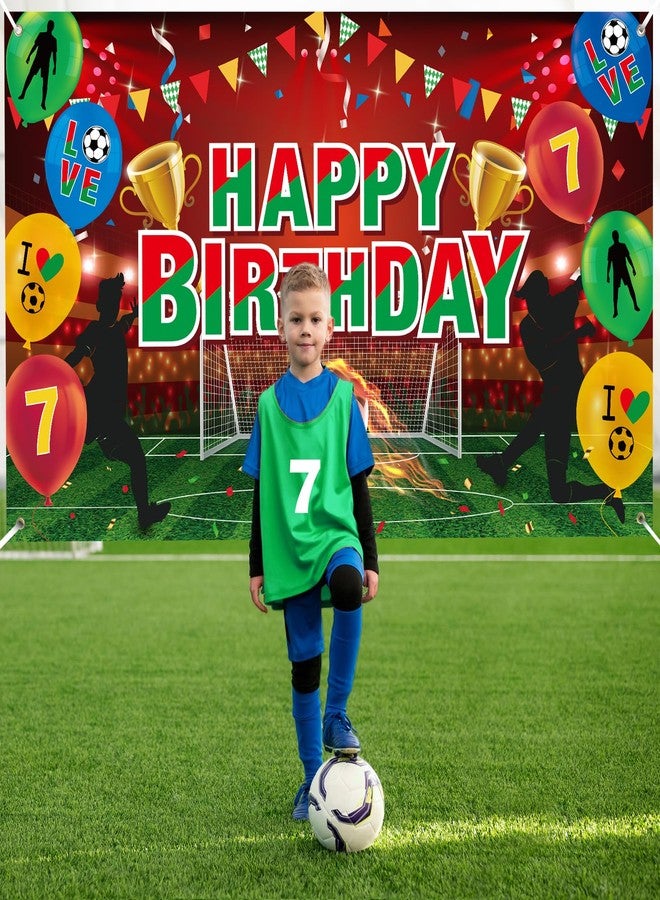 Woosytoo Soccer Birthday Party Decorations for Boys Men, Green Red Soccer Happy Birthday Banner Sport Football Birthday Backdrop Background for Christmas Xmas Party Decorations - Image 3