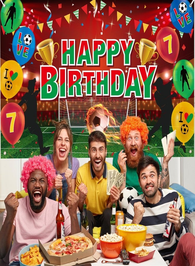 Woosytoo Soccer Birthday Party Decorations for Boys Men, Green Red Soccer Happy Birthday Banner Sport Football Birthday Backdrop Background for Christmas Xmas Party Decorations - Image 4