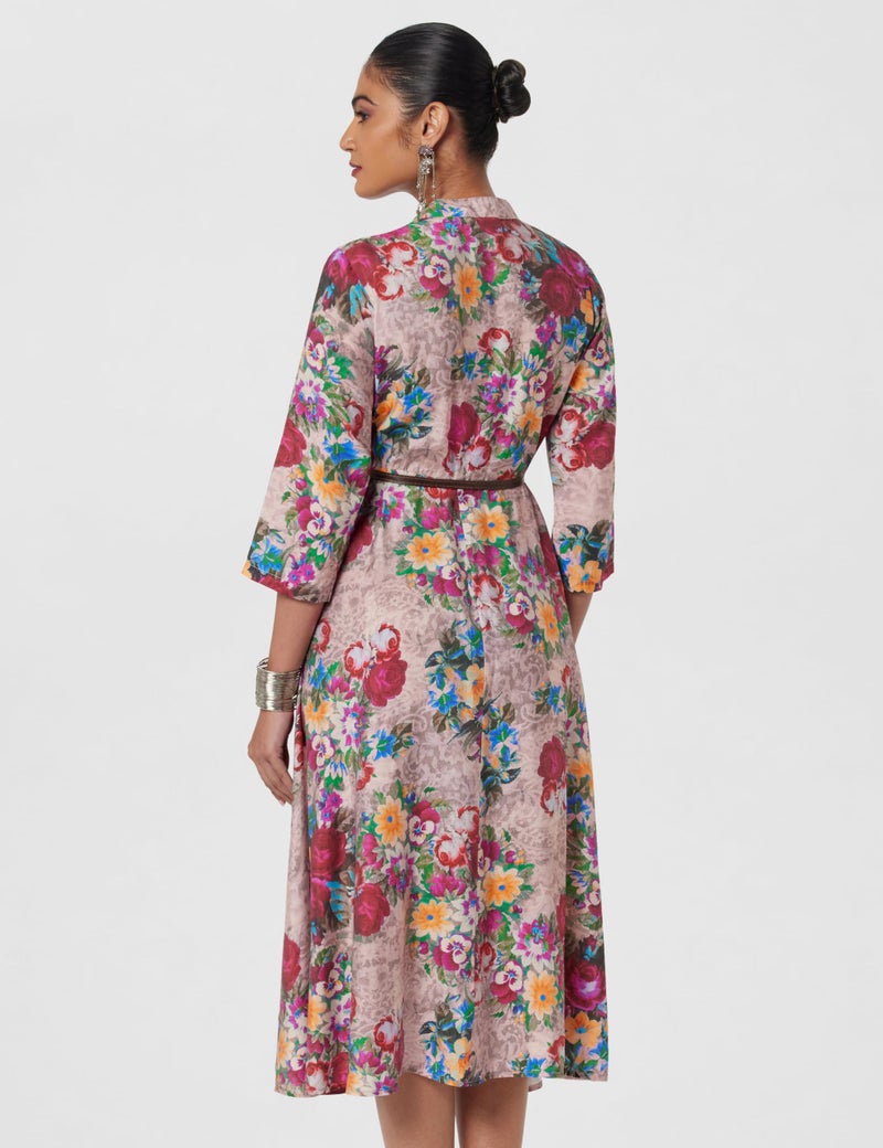 Biba Women's Blue Flared Poly Viscose Printed Dress - Image 3