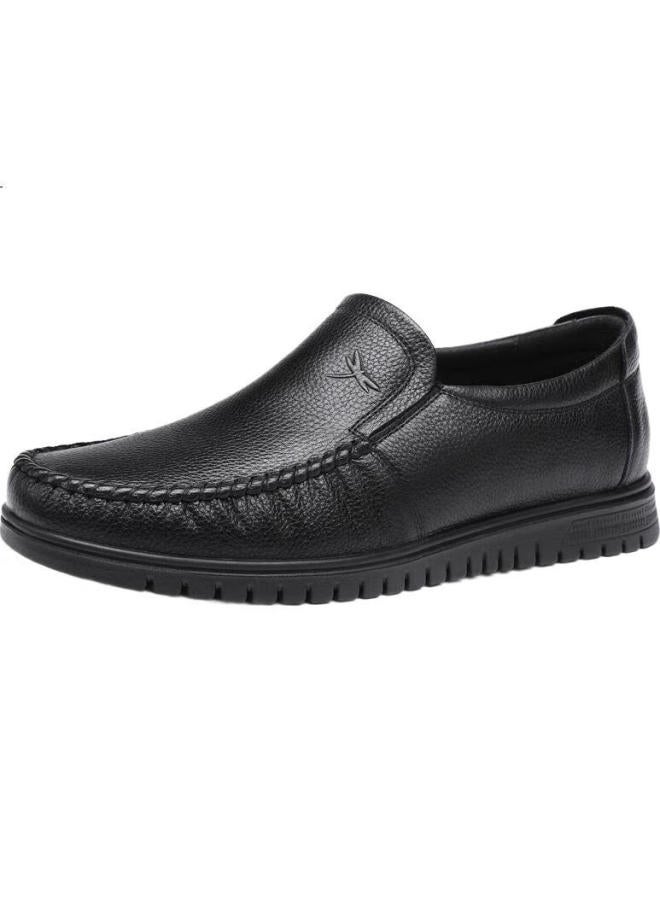 RED DRAGONFLY Hongqingting Soft Cowhide Men'S Slip-On Leather Shoes, Soft-Soled Business Casual Shoes, Men'S Loafers, Wta241321, Black, Size 43 - Image 1
