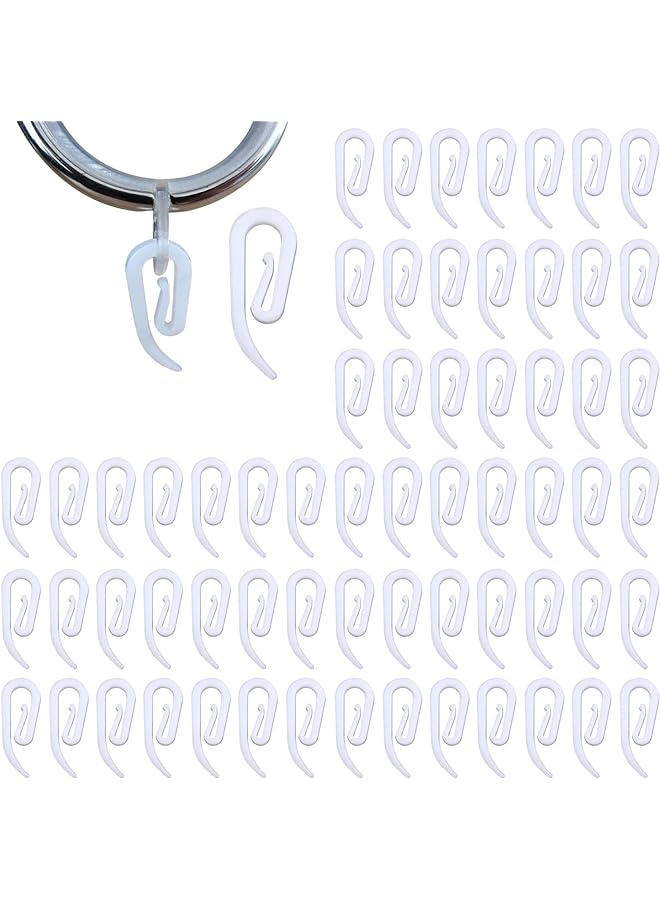 KASTWAVE Curtain Hooks for Window Curtain or Door Curtain, KASTWAVE Plastic Curtain Header Tape Drapery Hooks 100Pack 2.8x1.2cm  - Image 1