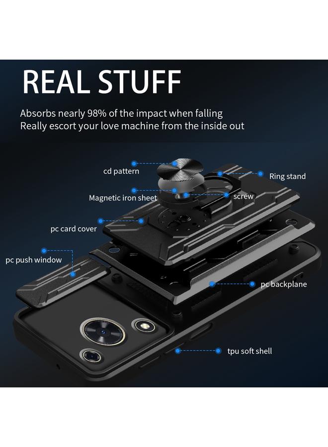 زبون جراب لهاتف Huawei nova Y72 مزود بغطاء منزلق من مادة TPU+PC مع فتحة للبطاقات - Image 4